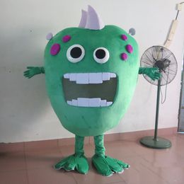 2019 High quality big mouth green germs bacteria monster mascot costume for adults for sale