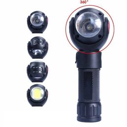 New 360 degree head rotation T6 flashlight xml adjustable 7 mode COB zoom flashlights torches waterproof strong light torch with 18650 battery