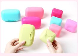 Candy Colour Practical Travel Lock Seal Soap Box Creative Portable Toilet Soap Boxes with Lid Holder Sealing Creative Household