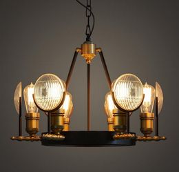 vintage ribbed glass shade pendant lamp metal antique bronze suspension light Bar cafe hotel home use hanging Lighting MYY