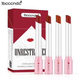 ibcccndc Creative Cigarette Lipstick Set Makeup Lip Gloss 4 Colours Matte Velvet Lipsticks Tube Nude Red Moisturiser Long Lasting Lips Kit