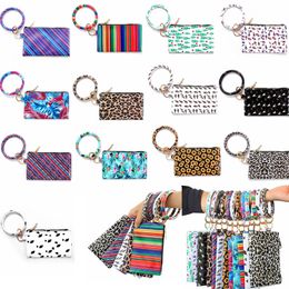 PU Bracelet Keychain Leather Wrist Key Ring Jewelry Handbag Leopard Bracelets Pendant Purse Lady Bag Hand Carry Bags Phone Case