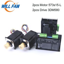 Will Fan Leadshine 2pcs 573s15-L Stepper Motor and Drive 3DM580 4pcs/set Nema 23 For CNC Kit Co2 Laser Cutter Engraving Machine