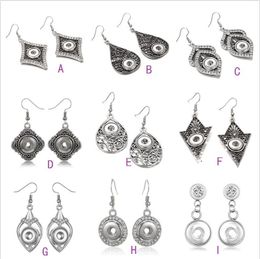 9 Styles Noosa Chunks Ginger Snap Earrings Jewellery Vintage Hollow Out Geometric 12mm Snap Button Charms Earrings for Women Gift