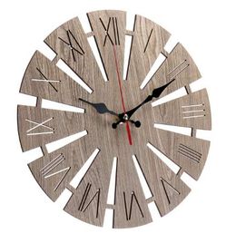 Cymii 30cm Retro Circle Wooden Wall Clock for Home Livingroom Bedroom Coffee Shop Decor Wall Decoration
