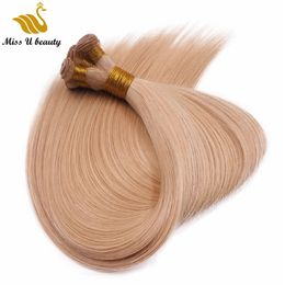 Double Drawn Hand Tied HairWeft Extensions Thick End Blonde Grey Silver White Red Pink Color High Quality RemyVirgin Hair