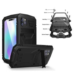 Luxury Shockproof waterproof metal Armour Aluminium 360 full Protect For new iphone 11 pro max iphone xr xs max Case Cover with stand