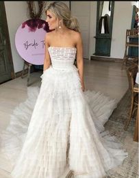 Rustic Country Style Wedding Dresses A Line 2020 Sexy Backless Bohemian Beach Boho Wedding Gowns Lace Cheap Tulle Bridal Dress