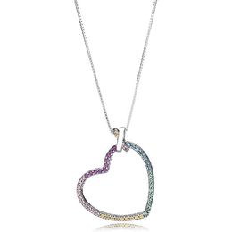 New 100% 925 Sterling Silver Round Heart-shaped Romantic With Clear CZ Simple Necklace For Women Original Fashion Jewellery Gift fourteen