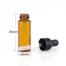 5ML Amber Glass Dropper Bottle Refillable Empty Container with Eye Dropper For Cosmetic Perfume Essence