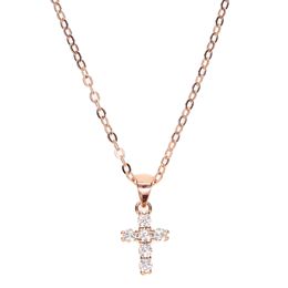high quality gold filled 925 sterling silver pave tiny cute cross pendant chocker necklace designer necklace for women