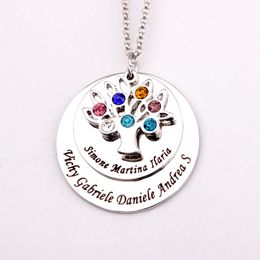Personalized Family Tree Pendant Necklace with Birthstones 2018 New Arrival Birthstone Necklaces Custom Made Any Name YP2548