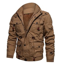 Men Outerwear Air Jacket Slim Casual Winter Cotton Military Jacket Thicken Hooded Cargo Coat Plus Size