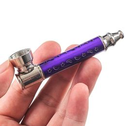 Colourful Metal Removable Portable Smoking Handpipe Philtre Tube Innovative Design Star Moon Decoration Dry Herb Tobacco Holder Pipes DHL Free