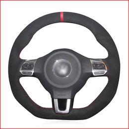 Black Suede Hand Sew Steering Wheel Cover for Volkswagen Golf 6 GTI MK6 VW Polo GTI Scirocco R Passat CC R-Line 2010 Accessories