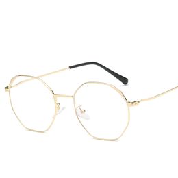 New Women's gold frame cat eye flat mirror retro square cat ear glasses frame ladies men's cat eye otoscope men's metal outdoor glasses