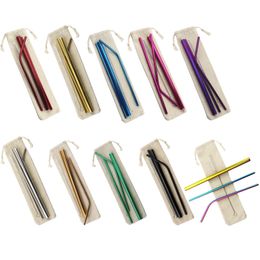 5Pcs 6/12mm Drinking Straws Set 304 Stainless Steel Straw Reusable Colourful Durable Metal Straw For Travel Silicone Cover Tips Brush Bag