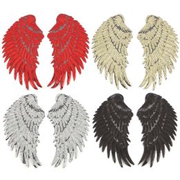 1 Pair Embroidered Patch Motif Sequined Patch Sew On Iron On Patch 3D Feather Applique Kids Clothes DIY Sticker