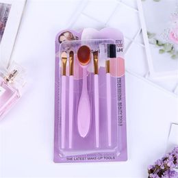 5pcs/set Artificial Fibre Makeup Brushes Pink Gold Purple Blue Handmade Brush Multifunctional Beauty Tools free ship 100