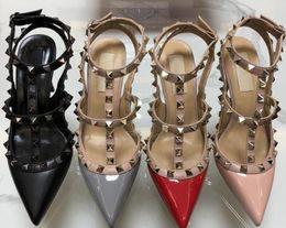 2023 Brand Women Pumps Wedding Shoes Woman High Heels sandal Nude Fashion Ankle Straps Rivets Shoes Sexy High Heels Bridal Shoes