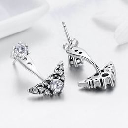 Wholesale- tale exquisite earrings for Pandora 925 sterling silver with CZ diamond luxury princess crown ladies earrings with box
