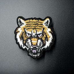 Angry Tiger Size:6.6x7.2cm Iron on Patch Clothing Embroidered Sewing Applique Sew On Patches Fabric Badge Apparel Accessories