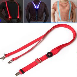 LED Suspenders 2.5*110CM luminous Suspenders Clip-on adult Elastic 3 clip Adjustable Braces 3 Colors For men Hallowmas Christmas gift