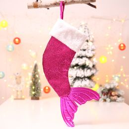 Merry Christmas Holiday Mermaid Stocking Hanging Bag Gift Holders Xams Tree Ornament Decor Faddish