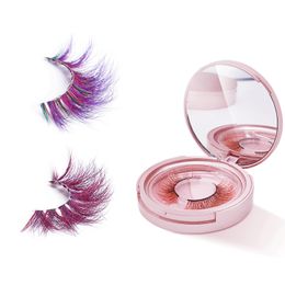 Colour Mink False Eyelashes purple Cross red colorful pink eyelash Long Fake Eyelashes Stage Show Makeup Thick Eye Lashes