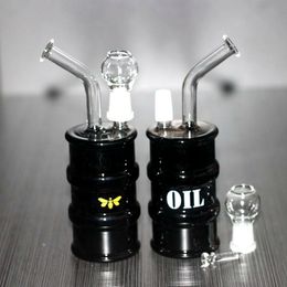 In Stock Oil Drum Rigs Bong Hookahs Glassworks High Tech Hitman Glass Pipe Dab Rig Bong "The Barrel" Clear