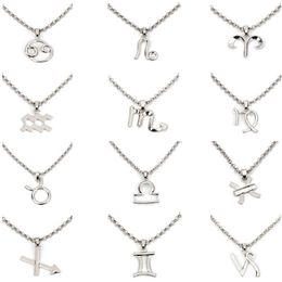 Zodiac Pendant Necklace Women's Constellations Statement Necklaces Celestial Keepsake Virgo Taurus Leo Gemini Jewellery Gift Silver Gold Chain