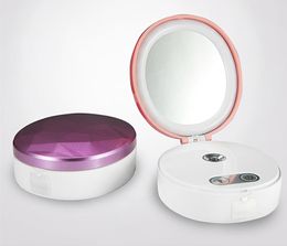 DHL FREE Nano Mist Sprayer Facial Steamer Led Makeup Mirror Portable USB Power Bank Mini Moisturizing Face Body Spray Skin Care