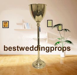 New style Gold Candle Holders Metal Candlestick Flower Vase Table Centrepiece Event Flower Rack Road Lead Wedding Decoration best0633