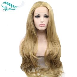 Bythair 24# Colour Blonde Body Wave Synthetic Lace Front Wig - Free Parting, Natural Look, Glueless, Heat Resistant Fibre Hair - Stunning Amazon Find