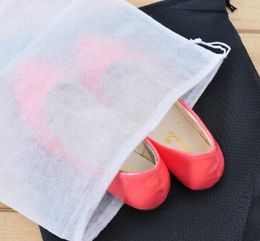 Non-Woven Fabric Storage Bags Convenient Square Travel Drawstring Portable For Shoes Container Black White