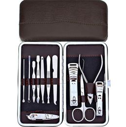 12pcs Manicure Pedicure Scissor Tweezer Knife Ear Pick Utility Nail Clipper Kit ,Stainless Steel Nails Care Tool Set 10