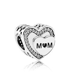 Real 925 Silver Tribute to Mom Love Hearts Charm Pendant for Mother's Day Gift Fit For Pandora Bracelet DIY Bead Charms