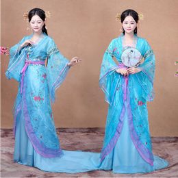 Chinese Traditional Folk Dance stage wear Women Ancient Hanfu Dress Oriental Style Tang Dynasty costume Girl Fairy Cosplay apparel