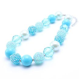 Blue Colour Design Kid Chunky Bead Necklace Fashion Toddlers Girls Bubblegum Bead Chunky Necklace Jewellery Gift For Children