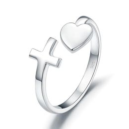 -Exquisite Band Ringe Plain Körper-925 Sterlingsilber-Ring-Kreuz-Herz für Frauen modische stilvolle Hochzeit Ring