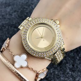 Brand Quartz wrist Watches for women Girl full crystal Big letters style Metal steel band Watch M50262l