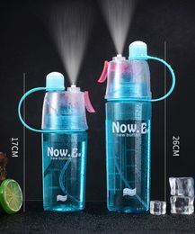 600ml Mist Spray Water Bottle 20oz Portable Sport Water Bottle Anti-Leak Drinking Cup with Mist Hydration Plastic Water Bottles