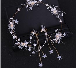 White Star Hairband Earrings Set Wedding Dress Accessories Bridal Accessories