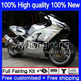 Body For KAWASAKI ZX 600 CC 6 R ZX636 ZX-6R 2000 2001 2002 Shark silver 212MY.196 ZX 636 600CC ZX 6R ZX-636 ZX600 ZX6R 00 01 02 Fairings