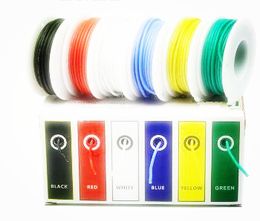 Freeshipping 18AWG 30m Flexible Silicone Rubber Cable Wire stranded wires Tinned Copper line Kit mix 6 Colours Electrical Wire DIY