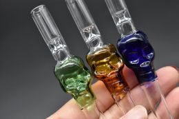 colorful 14cm big colorful thick heady Skull cigarette filter pipe wholesale quality glass filter tip vs OG pipe