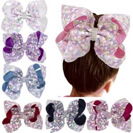 sweet baby girls bowknot sequin Hair accessories Europe style big bow Beaded Kids Barrette jojo siwa hair clips Children hair bows C5294