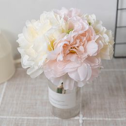 12pcs Beautiful Silk Peony Artificial Flowers Bouquet White Big Faux Fake Flower Home Decoration Wedding Party DIY Arrange Blue