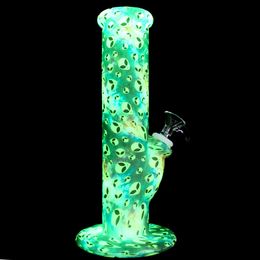 10 inches Silicone Smoking Bong with Alien Skull Design Glow in the Dark Unbreakable Straight Tube for Dry Herbs Tobacco