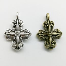 50pcs flower cross Charms Pendants Retro Jewellery Accessories DIY Antique silver Pendant For Bracelet Earrings Keychain 26*18mm